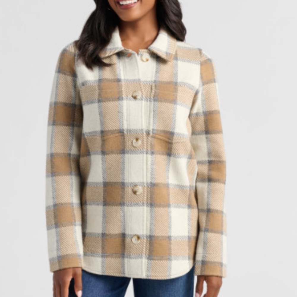 Plaid Button-Up Jacket - Cashmere Blend